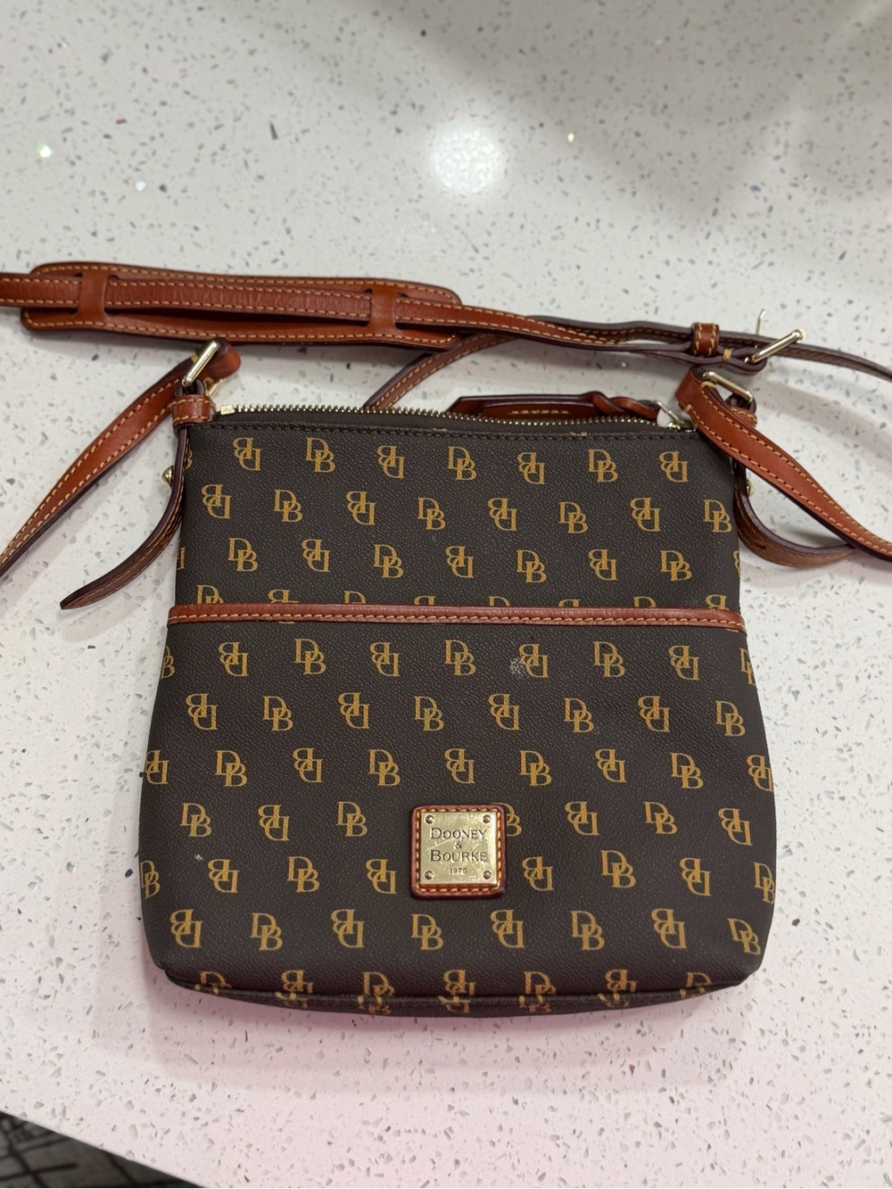 Dooney & Bourke Brown Crossbody with Tan Leather Trim